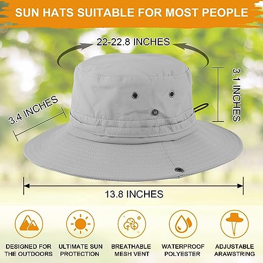 UNIPRIMEBBQ Fishing hat Wide Brim Sun Protection Hat with Breathable Safari hat and Fisherman hat Hiking Hats Boonie Hats for Man