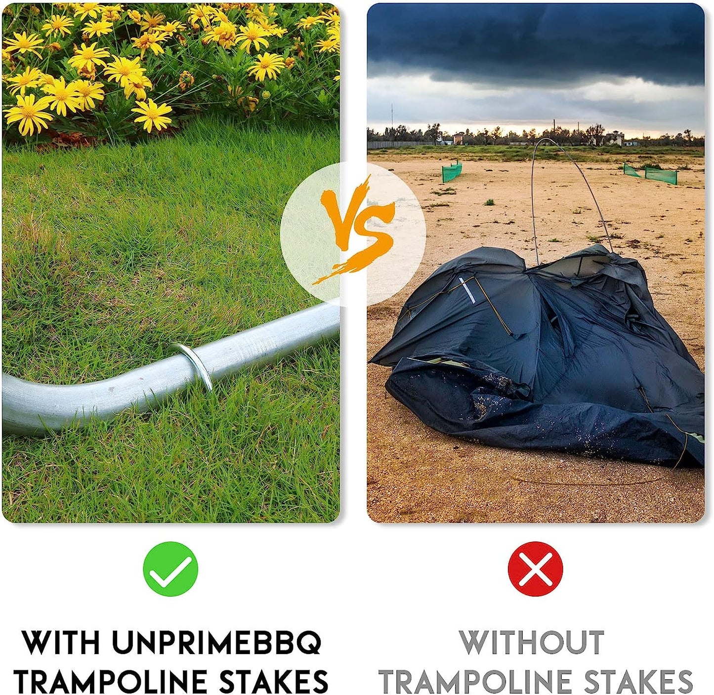 Uniprime Trampoline Stakes U Shaped Anchors Heavy Duty Metal - Long Trampolines Ground Wind Stakes for Soccer Goals, Camping Tents, Garden Decoration (11.9 inch Wind Stakes 6 Pack)