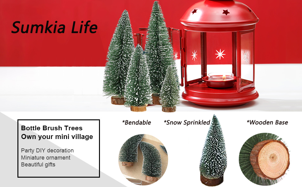 Mini Weihnachts Baum, 4 stück Miniatur Künstlicher Weihnachtsbaum, Sisal-Schnee Frostbäume mit Holzbasen für Tischdeko, DIY, Schaufenster, Figuren 10/15/20/25 cm (Grün)