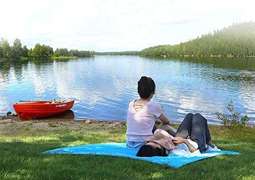 SUMKIA LIFE Beach Blanket, Outdoor Nylon Picnic Blanket, Waterproof Sand-Proof Portable Beach Mat Perfect for Picnic, Beach, Travel, Hiking & Grassland (Light Blue, 140 * 180 cm)