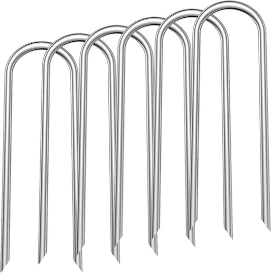 Uniprime Trampoline Stakes U Shaped Anchors Heavy Duty Metal - Long Trampolines Ground Wind Stakes for Soccer Goals, Camping Tents, Garden Decoration (11.9 inch Wind Stakes 6 Pack)