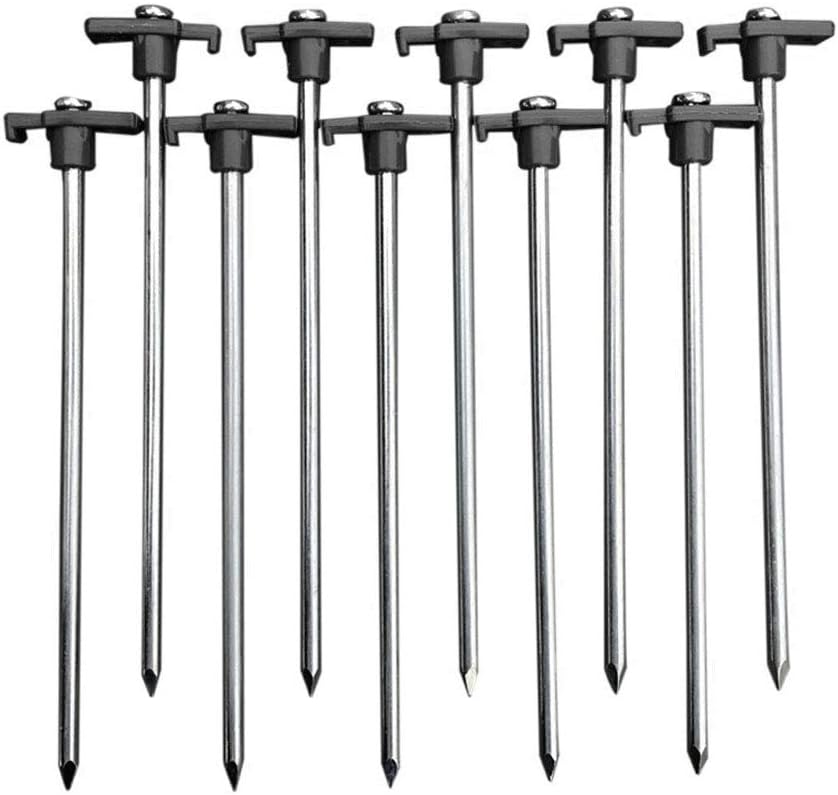Large Tent Peg, Heavy Duty Storm Proof Rust Proof Tent Pegs – Galvanized Steel Hard Ground Anchors, 8pc, 25cm, Ideal for Rocky Ground (Black)