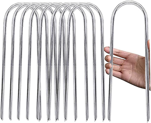 UNIPRIMEBBQ U112 Uniprime Trampoline Stakes U Shaped Anchors Heavy Duty Metal - Long Trampolines Ground Wind Stakes for Soccer Goals, Camping Tents, Garden Decoration (8pcs),11.9 inch Wind Stakes 8 pack