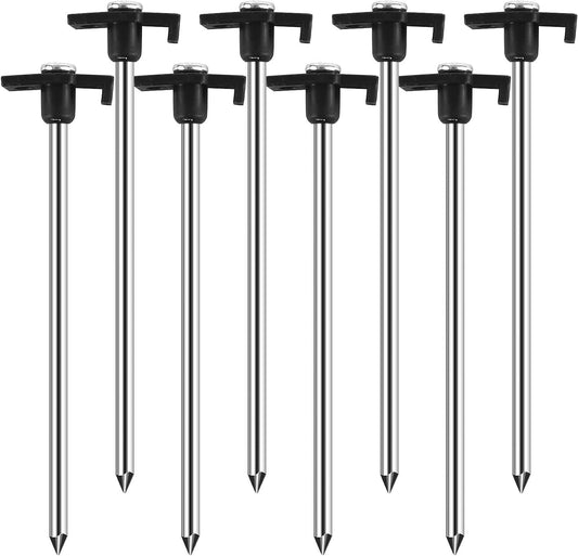 Large Tent Peg, Heavy Duty Storm Proof Rust Proof Tent Pegs – Galvanized Steel Hard Ground Anchors, 8pc, 25cm, Ideal for Rocky Ground (Black)