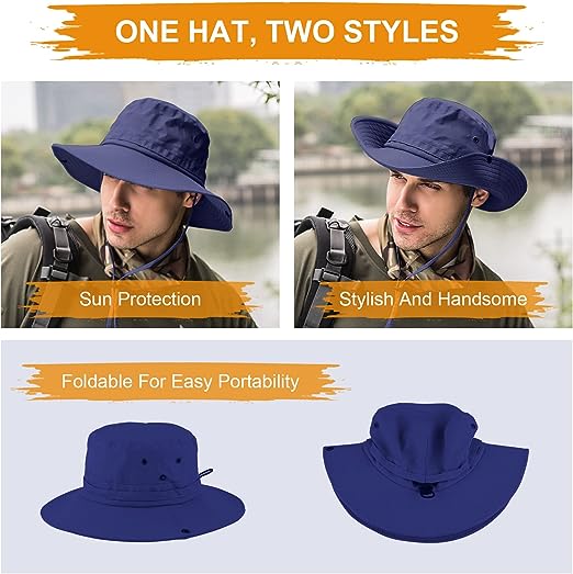 UNIPRIMEBBQ Fishing hat Wide Brim Sun Protection Hat with Breathable Safari hat and Fisherman hat Hiking Hats Boonie Hats for Man