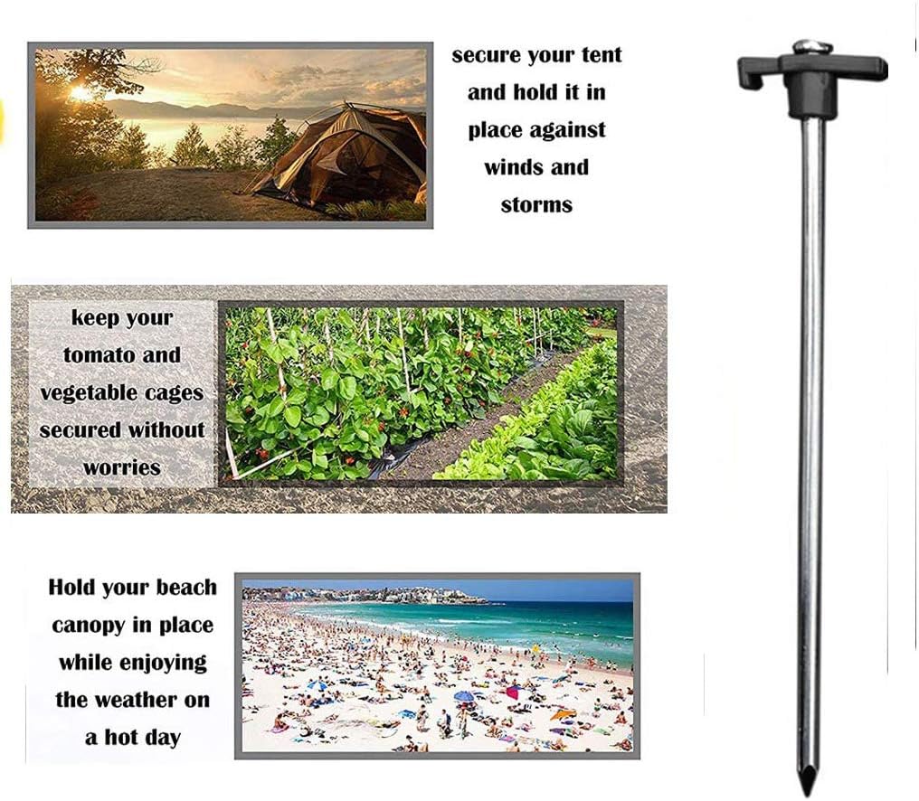 Large Tent Peg, Heavy Duty Storm Proof Rust Proof Tent Pegs – Galvanized Steel Hard Ground Anchors, 8pc, 25cm, Ideal for Rocky Ground (Black)