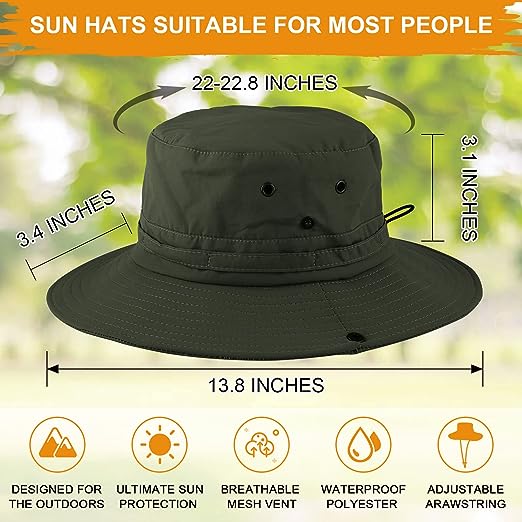 UNIPRIMEBBQ Fishing hat Wide Brim Sun Protection Hat with Breathable Safari hat and Fisherman hat Hiking Hats Boonie Hats for Man