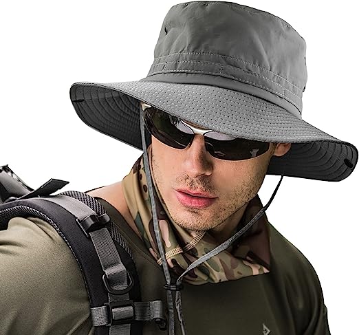 UNIPRIMEBBQ Fishing hat Wide Brim Sun Protection Hat with Breathable Safari hat and Fisherman hat Hiking Hats Boonie Hats for Man