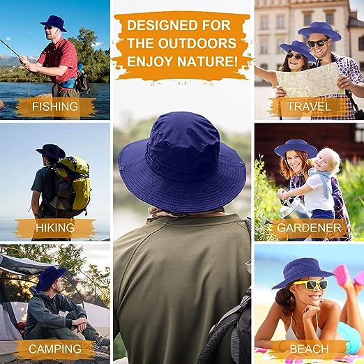 UNIPRIMEBBQ Fishing hat Wide Brim Sun Protection Hat with Breathable Safari hat and Fisherman hat Hiking Hats Boonie Hats for Man