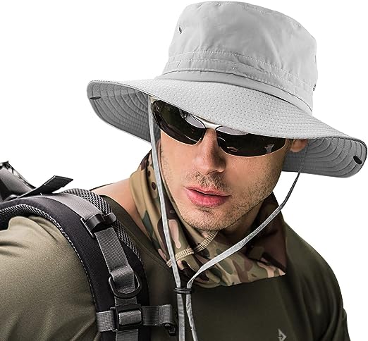 UNIPRIMEBBQ Fishing hat Wide Brim Sun Protection Hat with Breathable Safari hat and Fisherman hat Hiking Hats Boonie Hats for Man