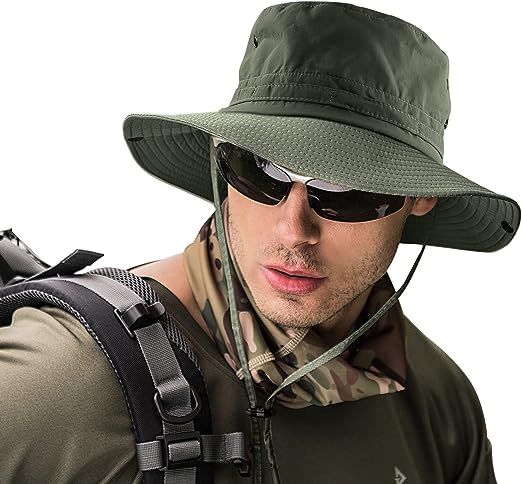 UNIPRIMEBBQ Fishing hat Wide Brim Sun Protection Hat with Breathable Safari hat and Fisherman hat Hiking Hats Boonie Hats for Man
