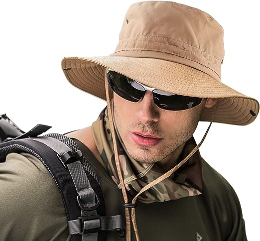UNIPRIMEBBQ Fishing hat Wide Brim Sun Protection Hat with Breathable Safari hat and Fisherman hat Hiking Hats Boonie Hats for Man