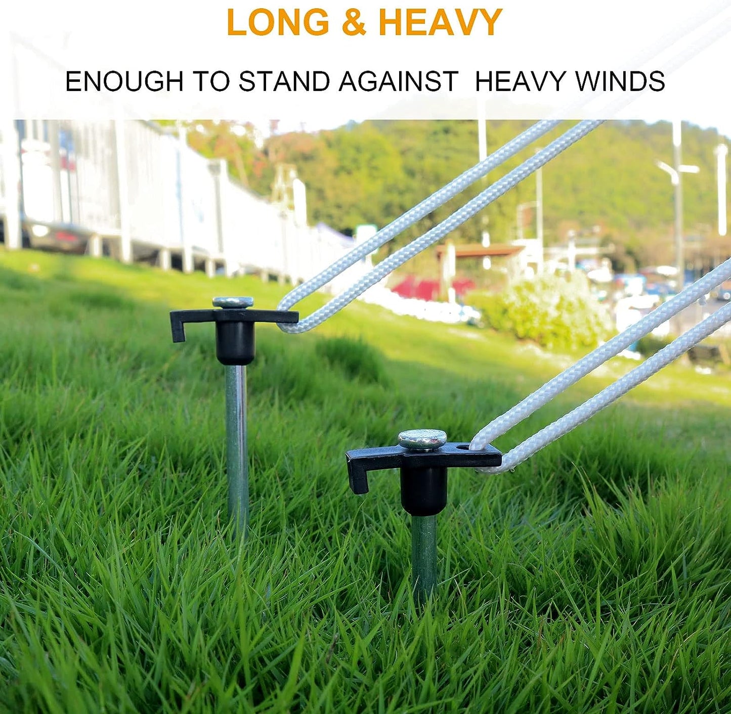Large Tent Peg, Heavy Duty Storm Proof Rust Proof Tent Pegs – Galvanized Steel Hard Ground Anchors, 8pc, 25cm, Ideal for Rocky Ground (Black)