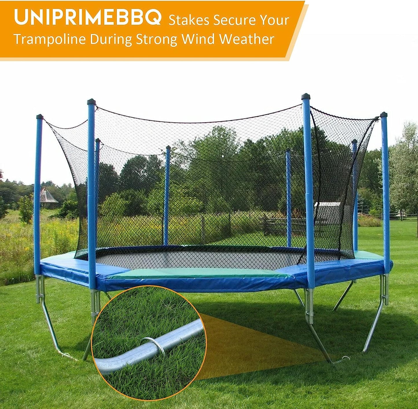 UNIPRIMEBBQ U112 Uniprime Trampoline Stakes U Shaped Anchors Heavy Duty Metal - Long Trampolines Ground Wind Stakes for Soccer Goals, Camping Tents, Garden Decoration (8pcs),11.9 inch Wind Stakes 8 pack