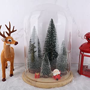 Mini Weihnachts Baum, 4 stück Miniatur Künstlicher Weihnachtsbaum, Sisal-Schnee Frostbäume mit Holzbasen für Tischdeko, DIY, Schaufenster, Figuren 10/15/20/25 cm (Grün)