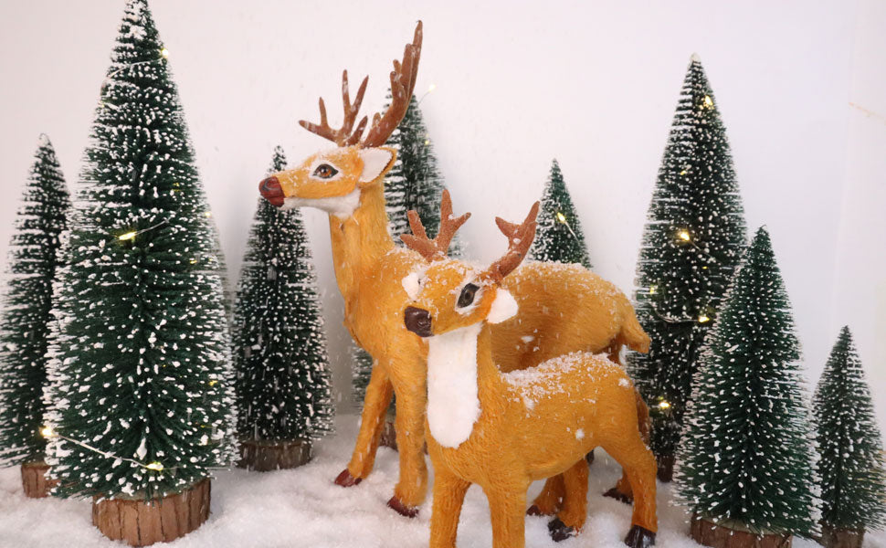 Mini Weihnachts Baum, 4 stück Miniatur Künstlicher Weihnachtsbaum, Sisal-Schnee Frostbäume mit Holzbasen für Tischdeko, DIY, Schaufenster, Figuren 10/15/20/25 cm (Grün)